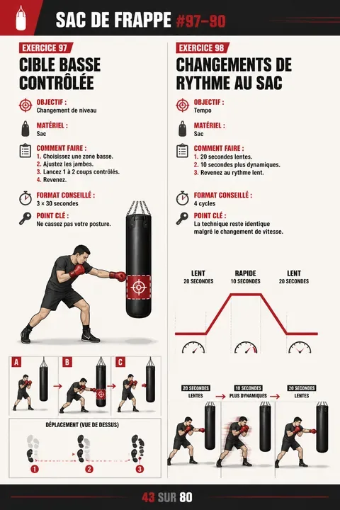 Page intérieure avec exercices au sac de frappe