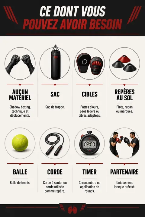 Page du guide présentant le matériel utile pour les exercices